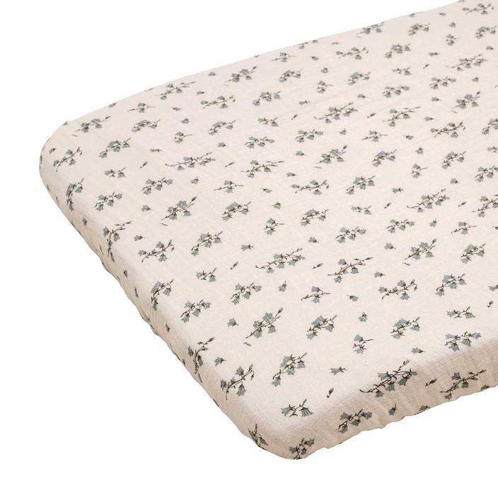 Garbo&amp;Friends Bluebell Muslin Fitted Sheet Adult Double/Queen/King