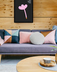 Castle Baby Pink Lumbar Velvet Cushion