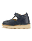 Young Soles Poppy T-Bar Leather Shoe Navy