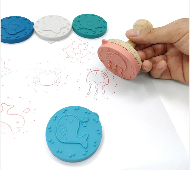Silicone &amp; Beech Stamp Toy
