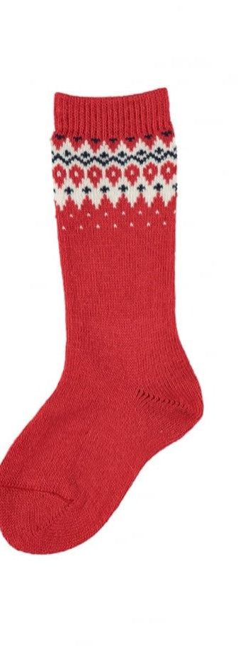 Knee Border Fair Isle Socks