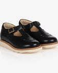 Young Soles Rosie T-Bar Leather Shoe Black
