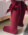 Cherry Velvet Bow Tights