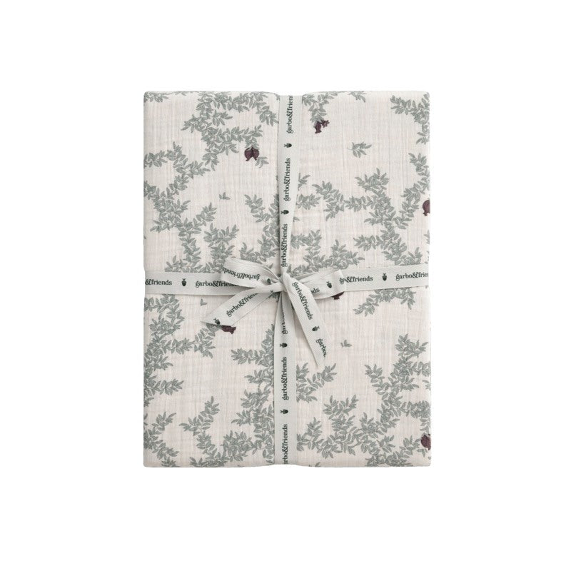 Garbo&amp;Friends Pomegranate Muslin Fitted Sheet Double/Queen/ King