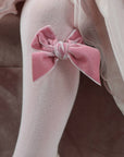 Rose Velvet Bow Tights