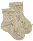 Side Openwork Short Socks Linen