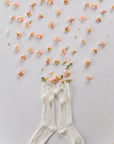 Cream Pom Pom Knee High Socks