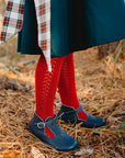 Openwork Side Warm Tights Red
