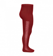**PRE ORDER** Openwork Side Warm Tights Ruby | Condor