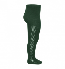 **PRE ORDER** Openwork Side Warm Tights Bottle Green | Condor