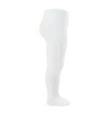 **PRE ORDER** Openwork Side Warm Tights White | Condor