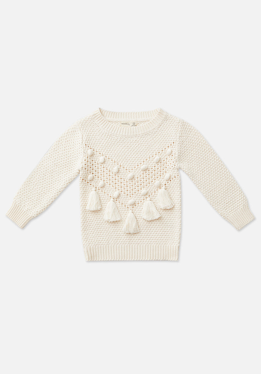 Miann & Co Knitted Tassel Jumper - Frost