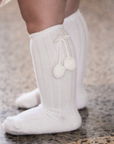 White Pom Pom Knee High Socks | classical child