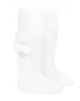 White Pom Pom Knee High Socks | classical child