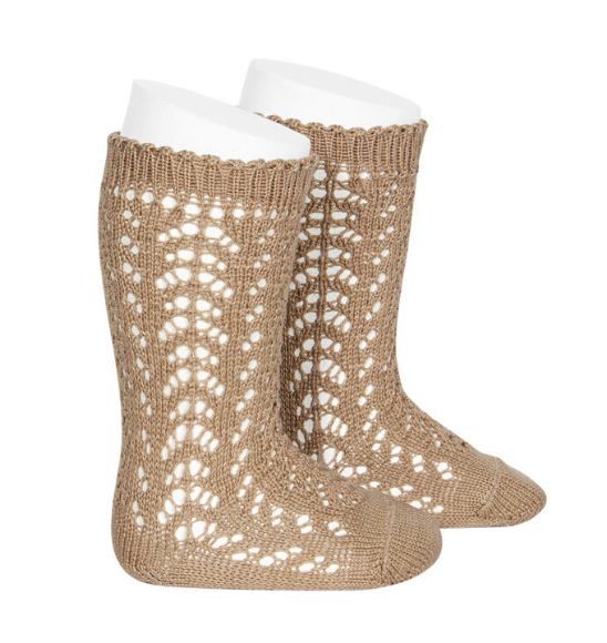 Tan Long Open Lace Socks | Condor