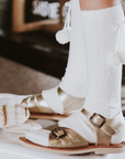 White Pom Pom Knee High Socks | classical child