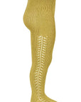 Openwork Side Warm Tights Mustard | Condor