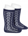 Navy Long Open Lace Socks | Condor