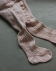 Openwork Side Warm Tights Old Rose