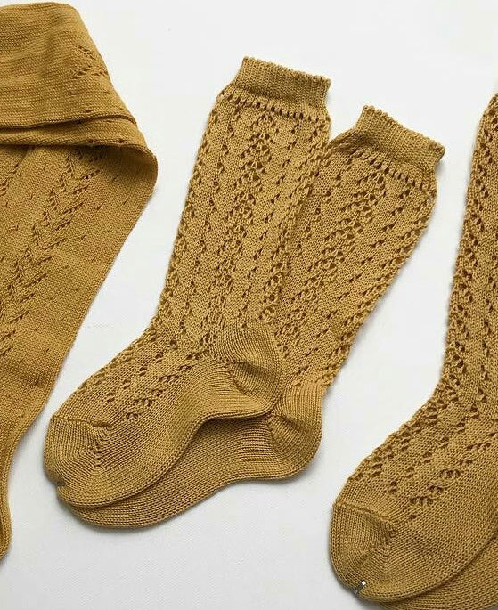Mustard Long Lace Socks | Condor