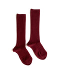 Cranberry Ribbed Socks 