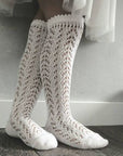 Cream Long Open Lace Socks | Condor