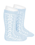 Baby Blue Openwork Knee High Socks