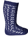 Navy Long Open Lace Socks | Condor