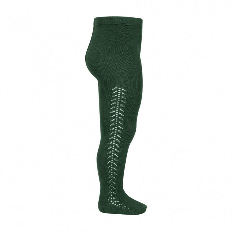 **PRE ORDER** Openwork Side Warm Tights Bottle Green | Condor