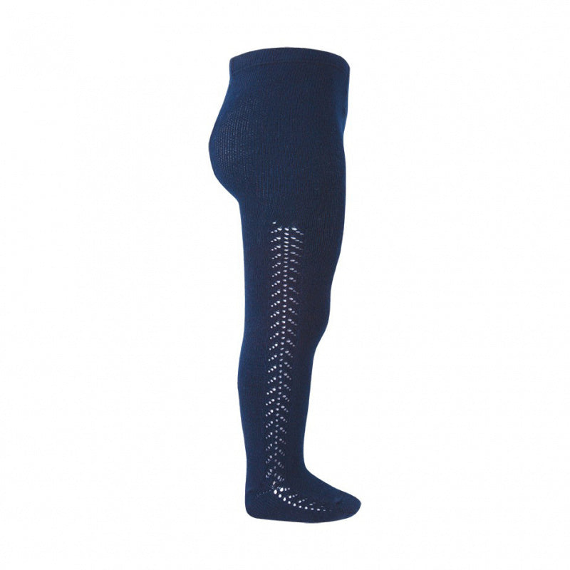 **PRE ORDER** Openwork Side Warm Tights Navy | Condor