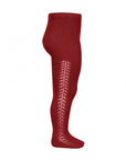 **PRE ORDER** Openwork Side Warm Tights Ruby | Condor