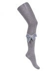 Grey Velvet Bow Tights