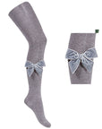 Grey Velvet Bow Tights