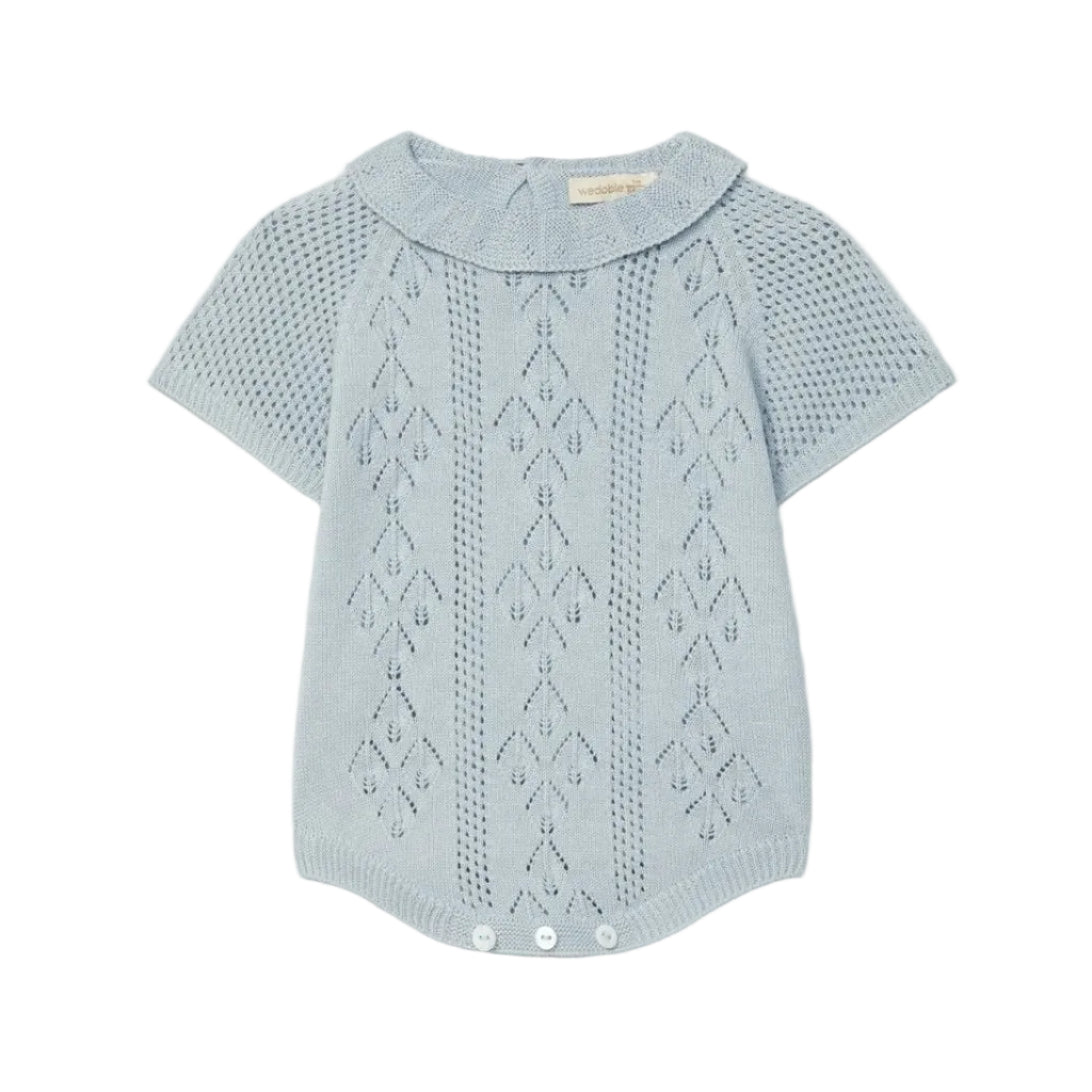 Wedoble Frilled Romper – Organic Cotton | Boundless Love Blue