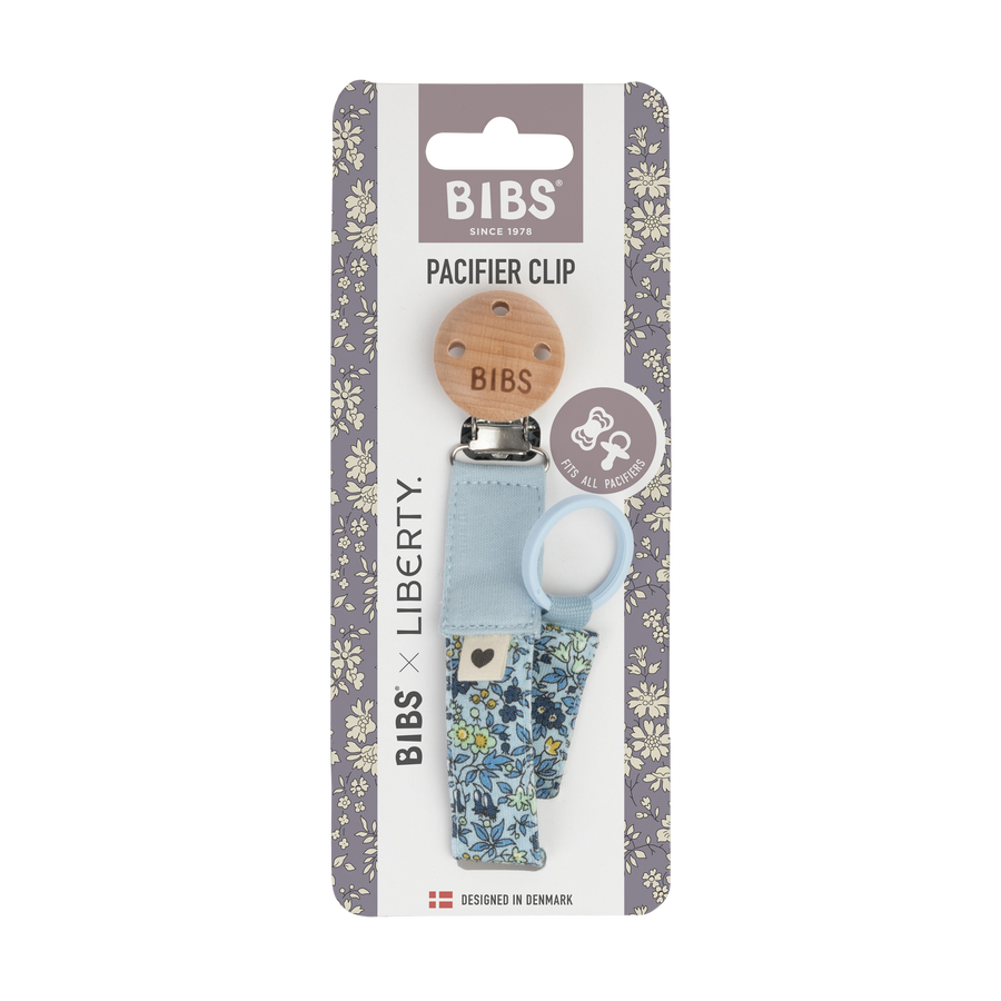 BIBS x LIBERTY Pacifier Clip - Chamomile Lawn/Baby Blue