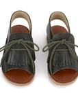 Young Soles Agnes Leather Sandal Hunter Green