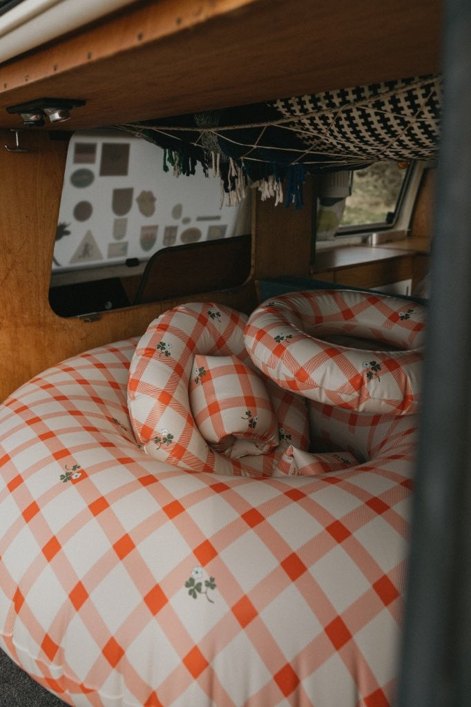 Garbo&amp;Friends Ginghan Sorrel Red Swim Ring Large 120cm