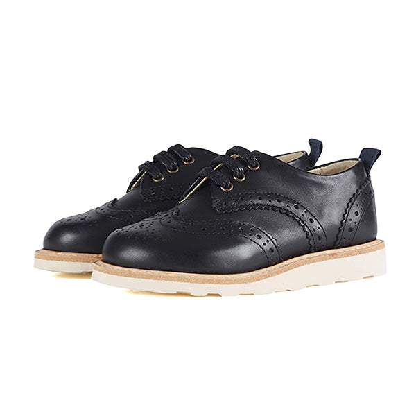 Young Soles Brando Black Leather Brogue Shoes