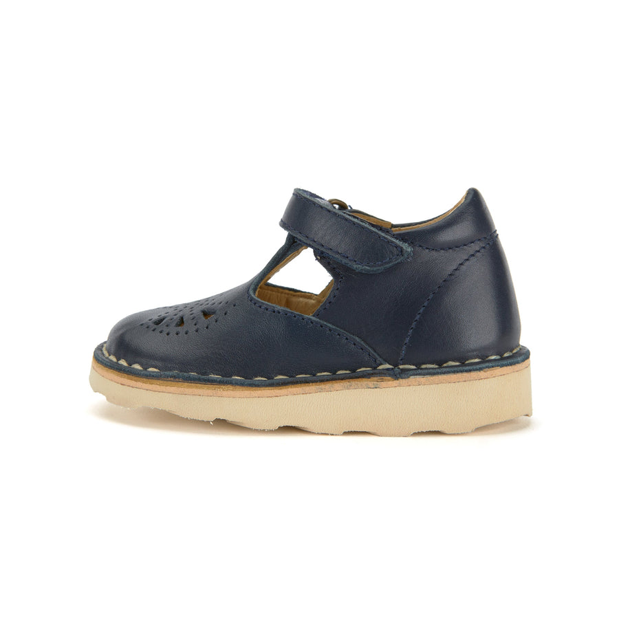 Young Soles Poppy T-Bar Leather Shoe Navy
