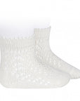 Cotton Openwork Short Socks Cream