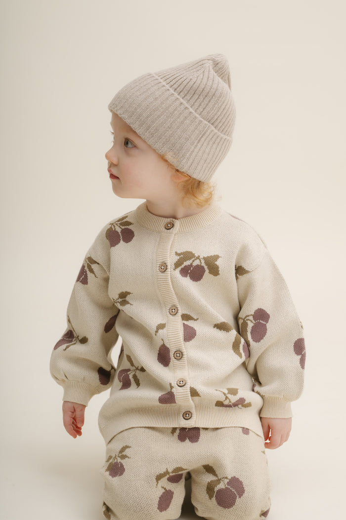 Garbo&amp;Friends Prune Beige Knitted Cardigan Baby