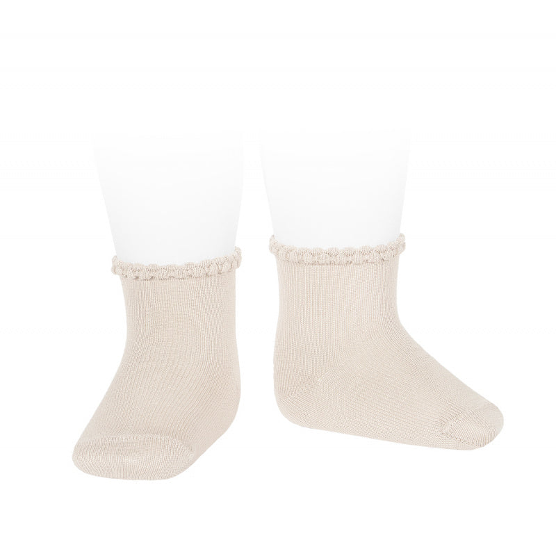 Short Sock with Patterned Cuff