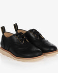 Young Soles Brando Black Leather Brogue Shoes