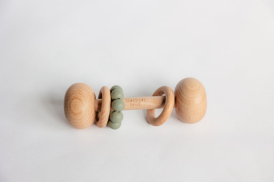 Beech & Silicone Rattle