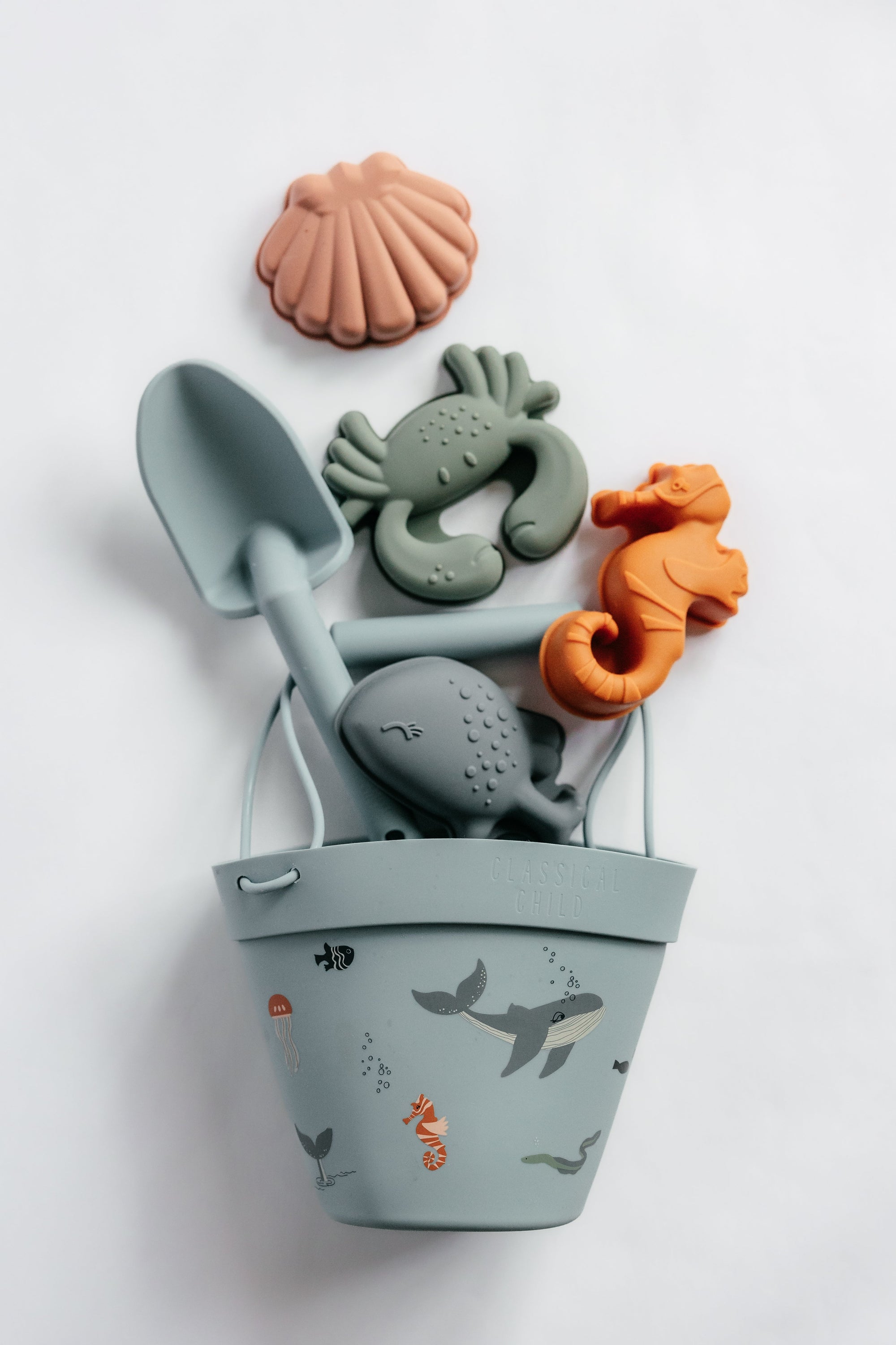 Silicone Beach Bucket &amp; Toys Set - Sea Life