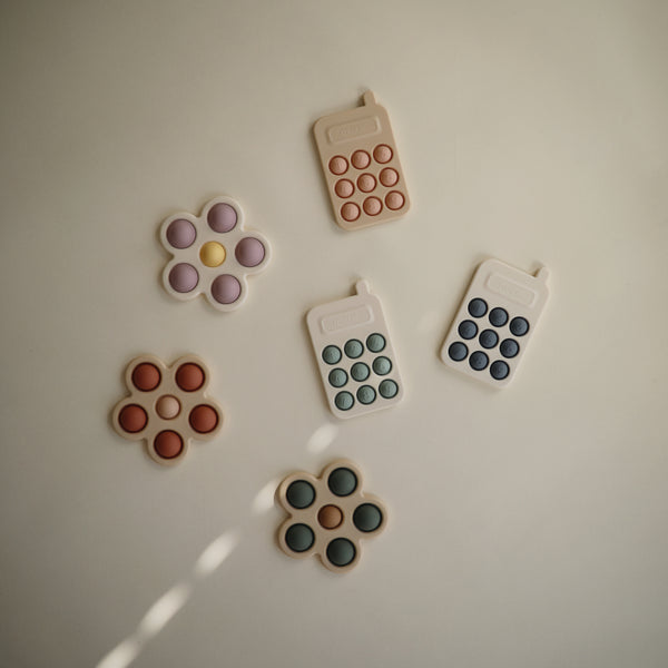 Mushie Phone Press Toy Cambridge Blue