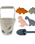 Silicone Beach Bucket & Toys Set - Dino