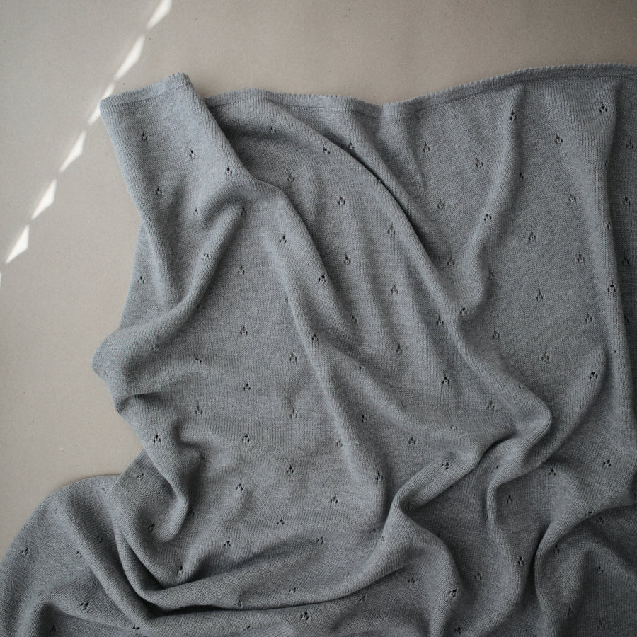 Knitted Pointelle Baby Blanket Grey Melange