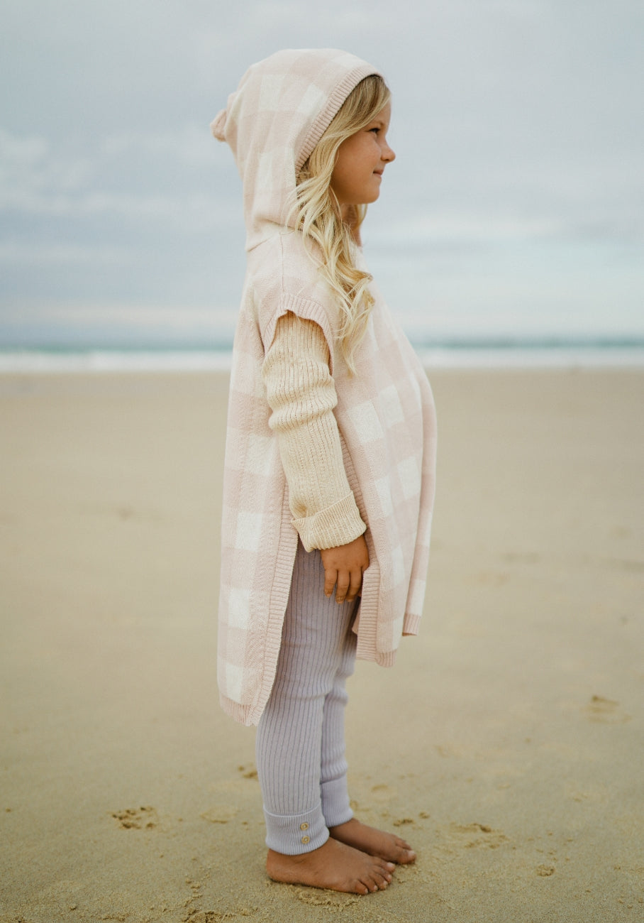 Miann &amp; Co Knitted Poncho Vest - Ballet Pink