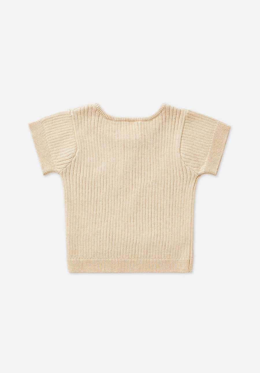 Miann & Co Texture Rib T-Shirt - Truffle